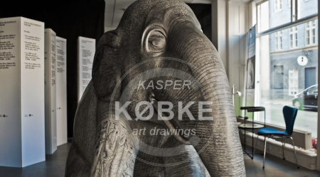 Kasper Købkes håndtegnede værker - et portræt i 160 x 120 cm Elephant Parade